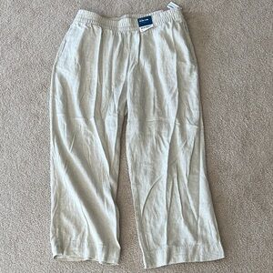 Women’s Old Navy Wide Leg Cream Linen/Rayon Pants. Pockets in front and back